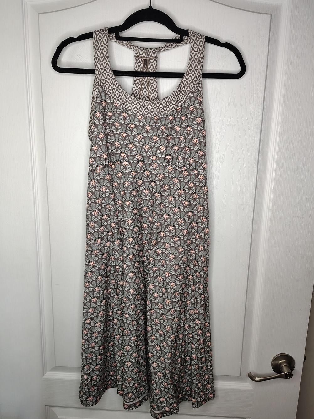 Prana Gray Maxi Dress with Soft Pink Accents